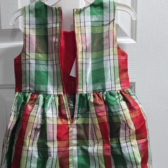 Bonnie Jean Red Coat with Gold Bow Accents and Plaid Dress Kid Size 4T - Picture 8 of 12